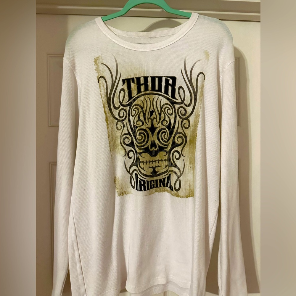 Thor Original Brand Vintage Graphic Print White Henley Size XXL